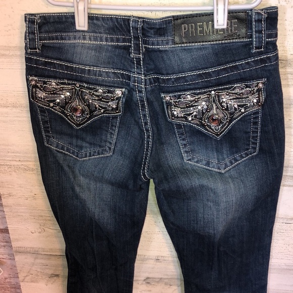Premiere rue21 bling boot cut jeans size 5/6R rue21 denim jeans sparkly jeans - Picture 3 of 8